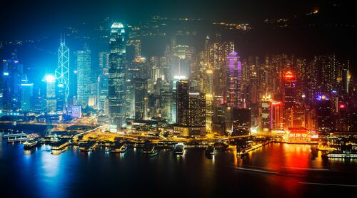 HONG KONG NIGHT SKYLINE I - Jörg Wanderer - Kunstfoto