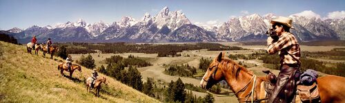 COWBOYS IN GRAND TETONS WYOMING 1964 - KODAK COLORAMA DISPLAY COLLECTION - HERBERT ARCHER AND JOHN HOOD - Fotografia