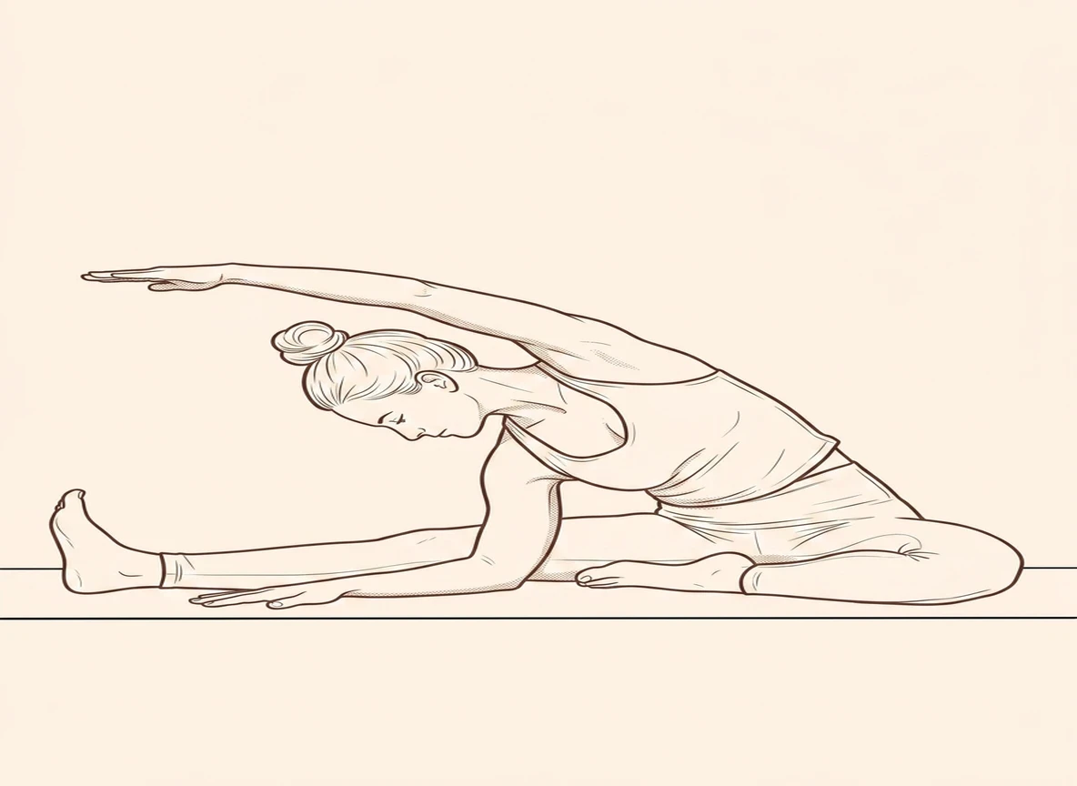 Animated ink drawing of Bend to Left Leg with Rotation