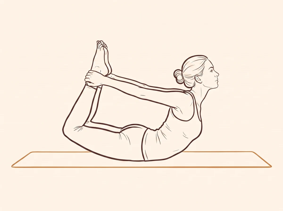 Animated ink drawing of Bow Pose
