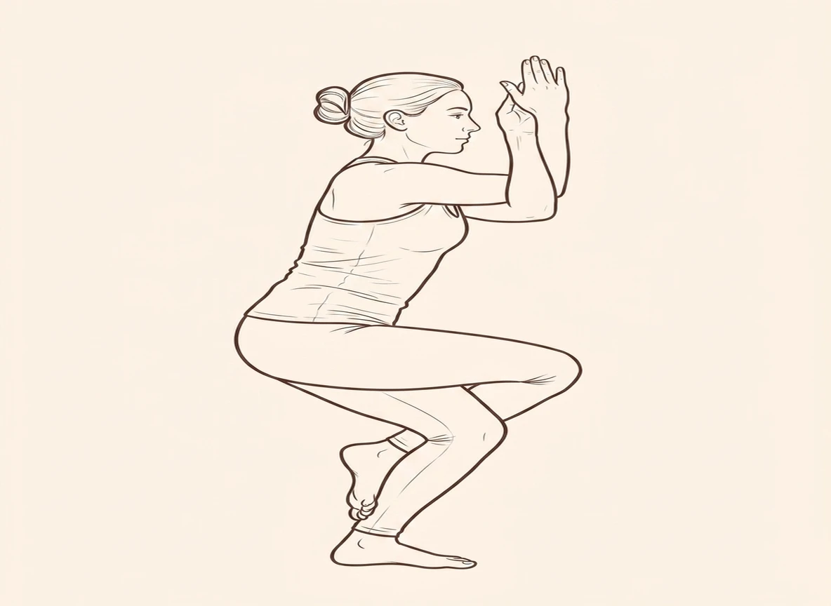 Animated ink drawing of Eagle Pose (Left)