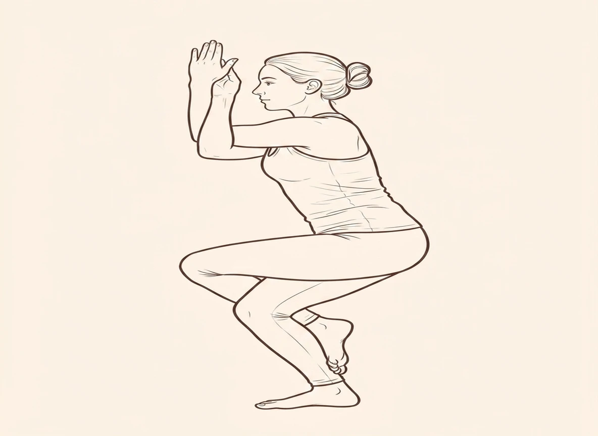 Animated ink drawing of Eagle Pose (Right)