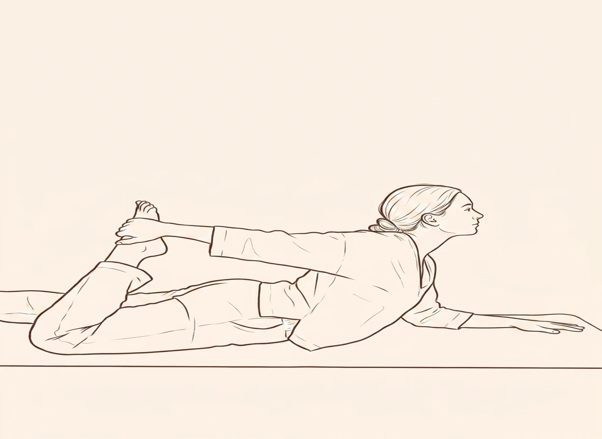 Animated ink drawing of Easy Bow Pose