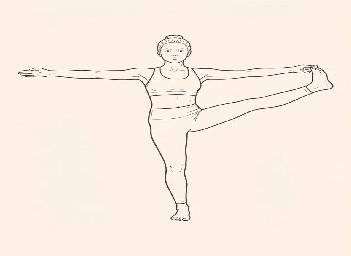 Animated ink drawing of Extended Left Hand to Big Toe Pose