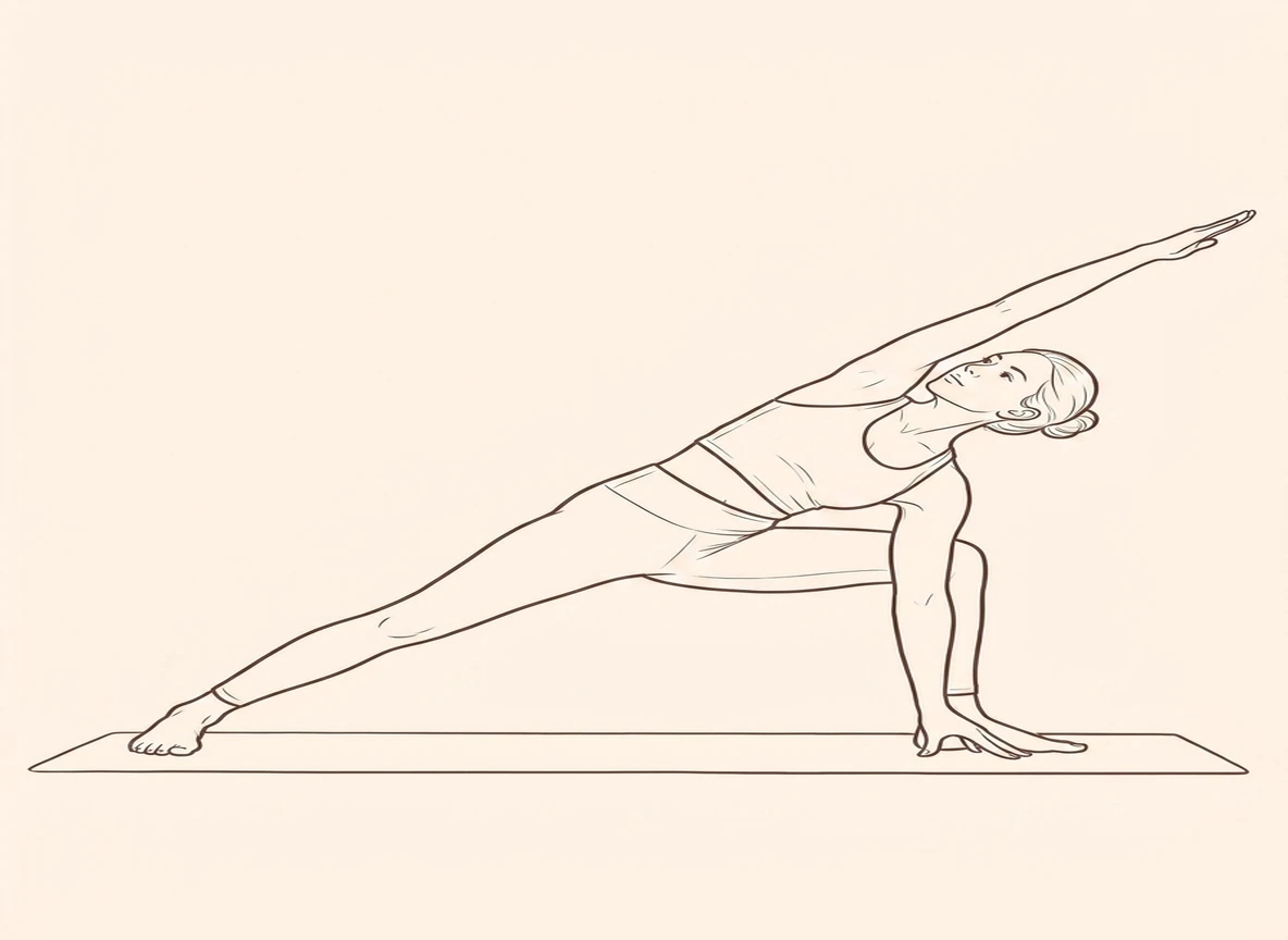 Animated ink drawing of Extended Left Side Angle Pose