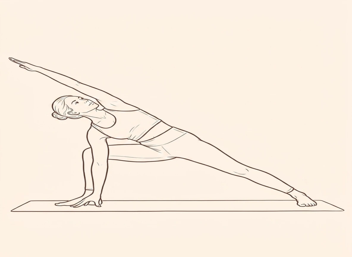 Animated ink drawing of Extended Right Side Angle Pose