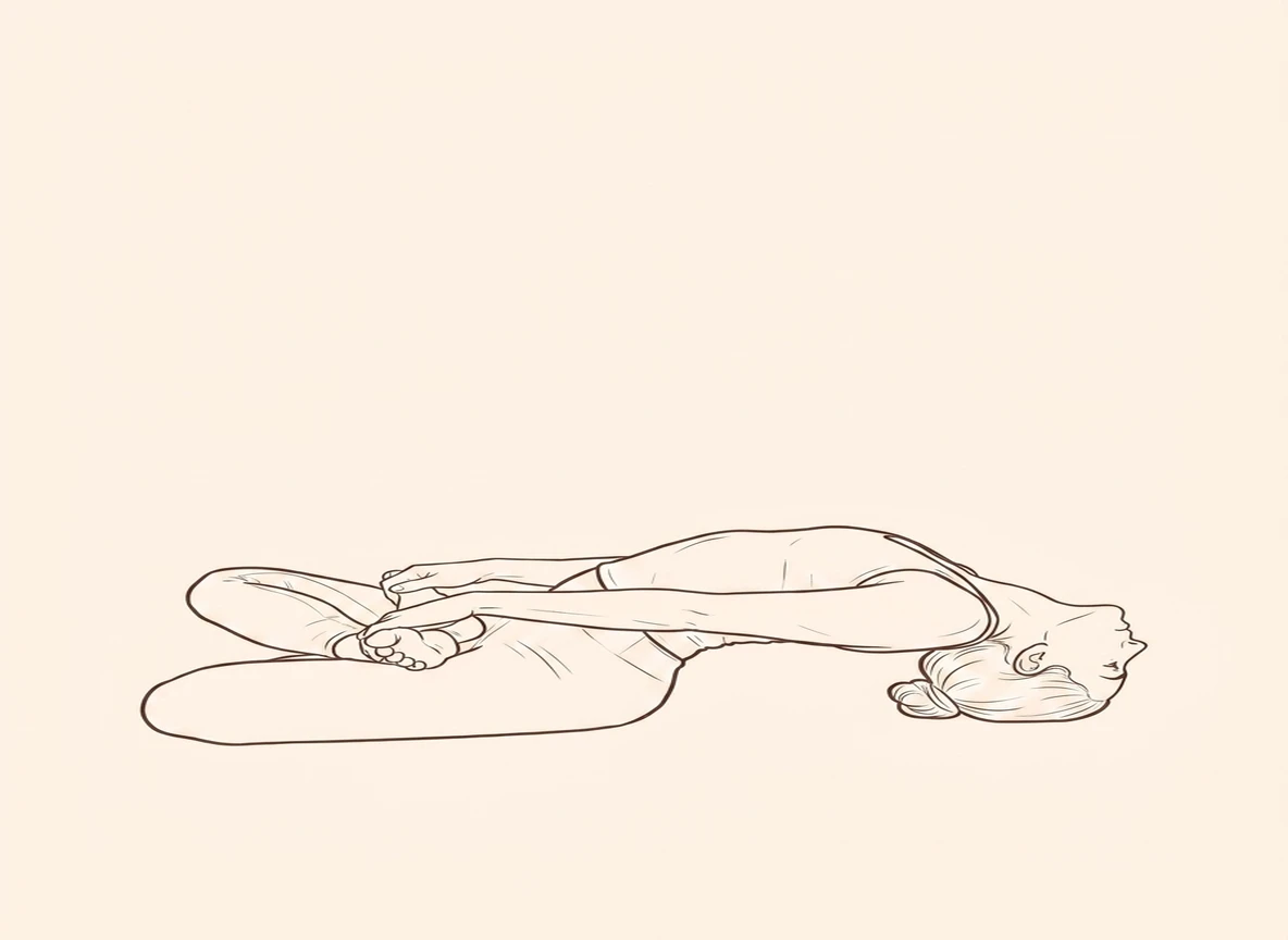 Animated ink drawing of Fish Pose in Lotus Pose