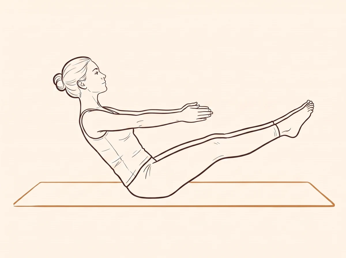 Animated ink drawing of Half Boat Pose