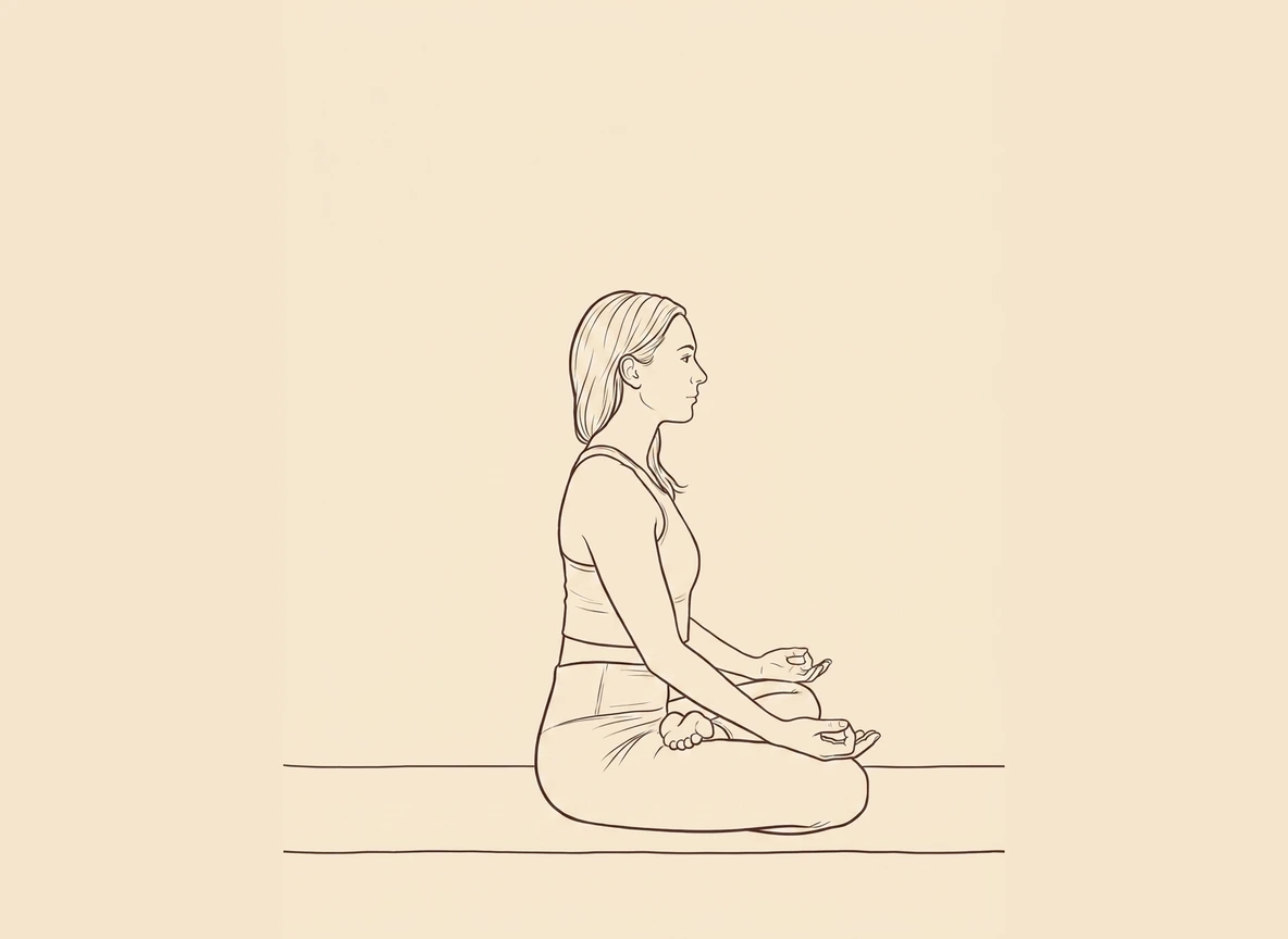 Animated ink drawing of Half Lotus Pose with Left Leg Up