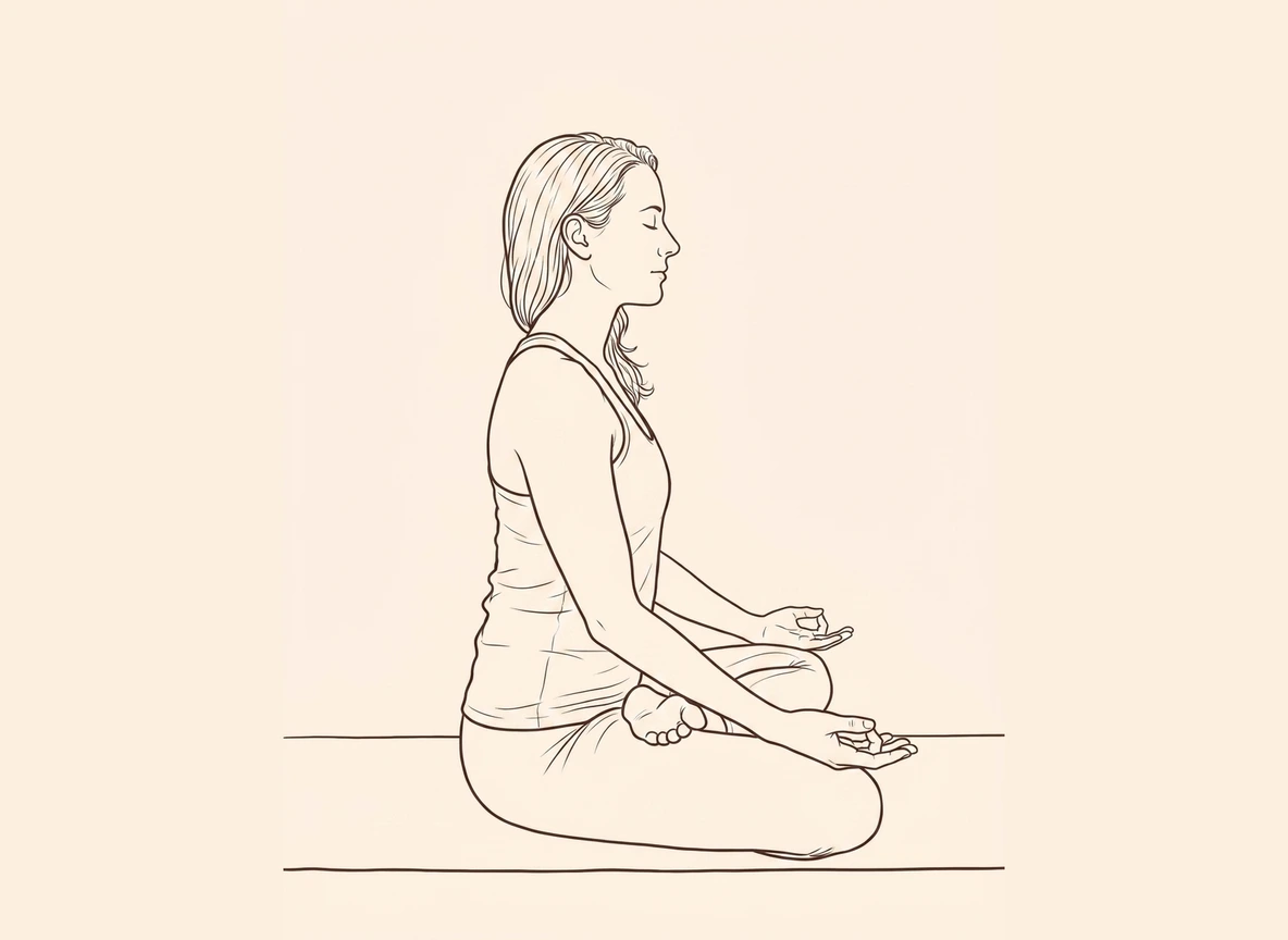 Animated ink drawing of Half Lotus Pose with Right Leg Up