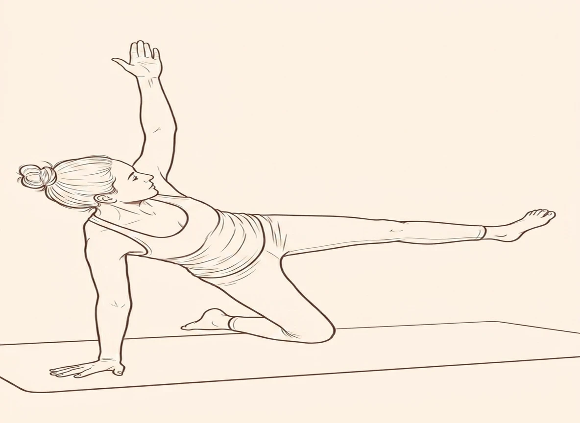 Animated ink drawing of Half Side Plank Pose on Left Hand
