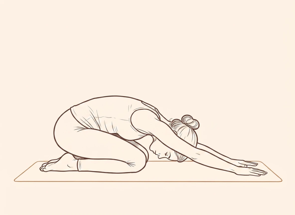 Animated ink drawing of Head Down Hero Pose