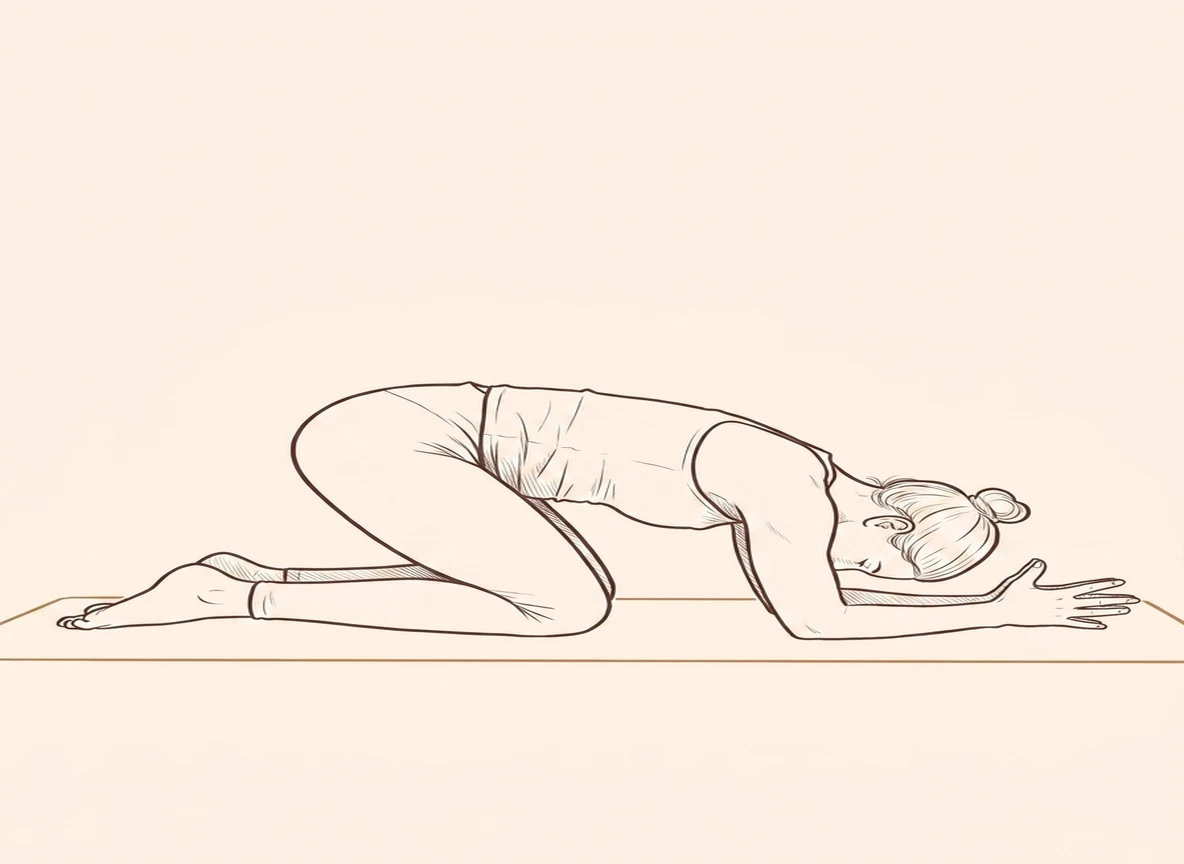 Animated ink drawing of Headstand Preparation Pose I