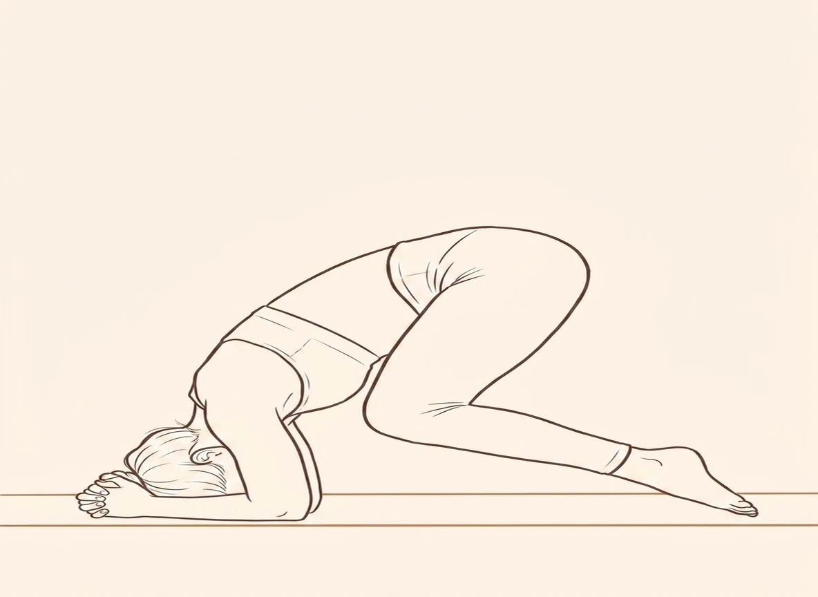 Animated ink drawing of Headstand Preparation Pose II