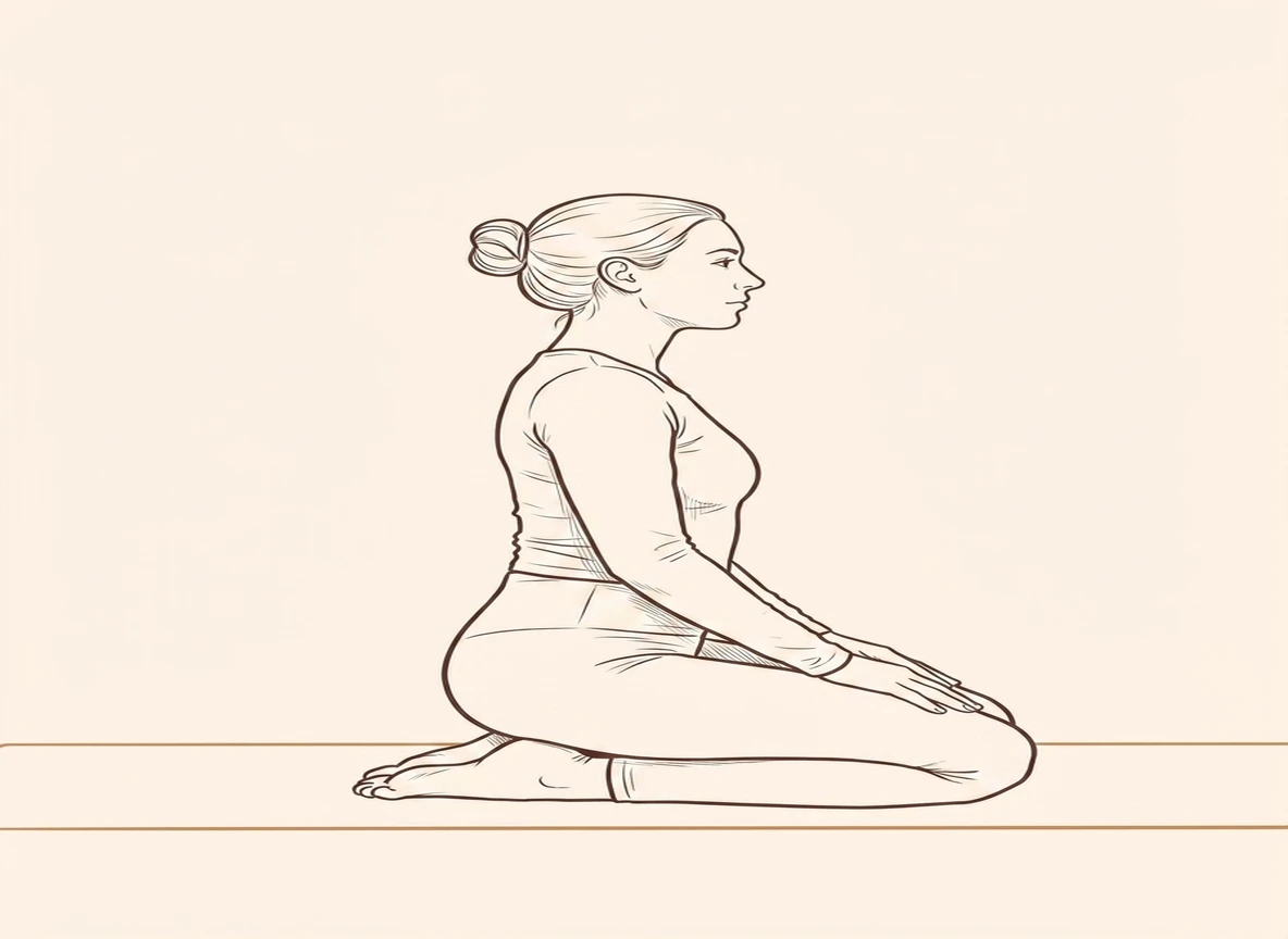 Animated ink drawing of Hero Pose with Hands on Thighs