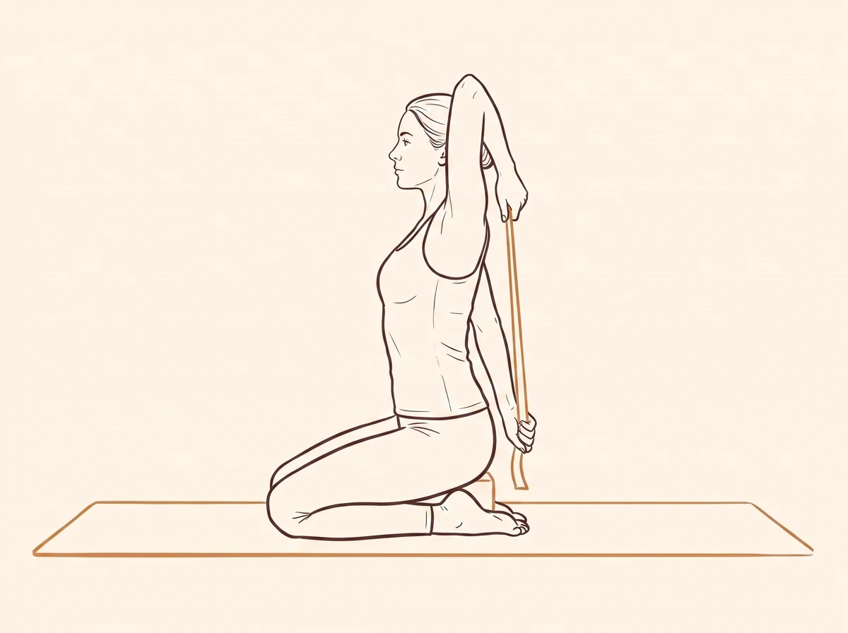 Animated ink drawing of Hero Pose with Cow-Face Arms, Left Arm Up