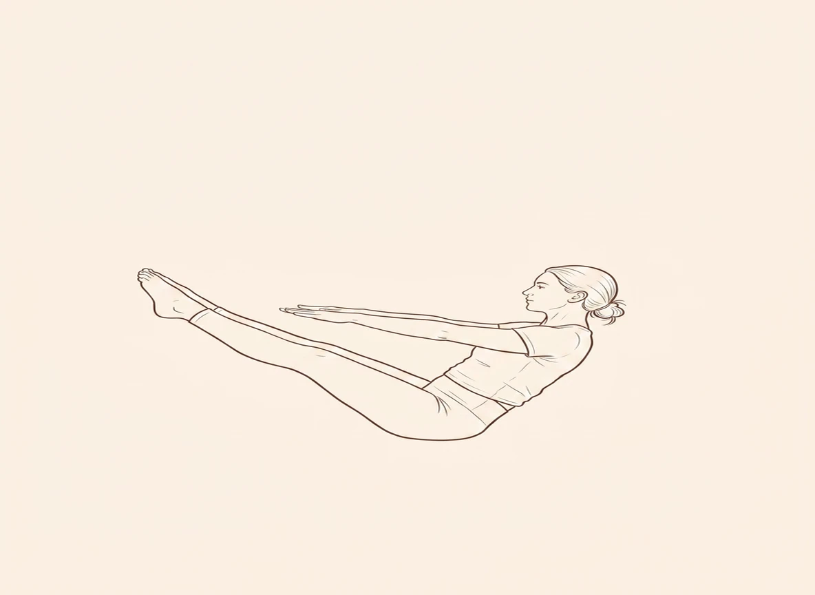 Animated ink drawing of High Boat Pose