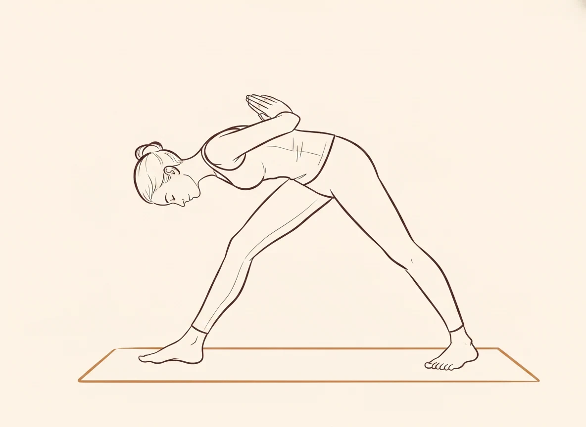 Animated ink drawing of Intense Left Stretch Pose