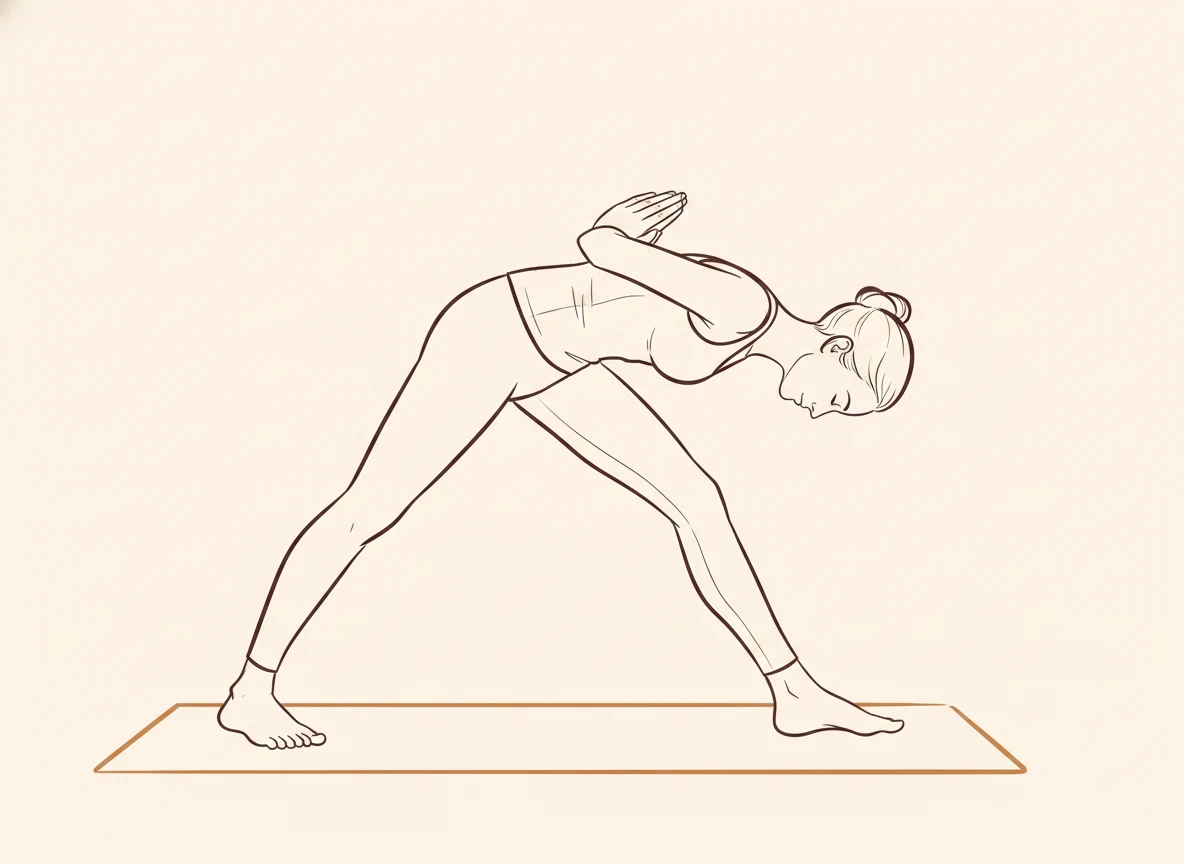 Animated ink drawing of Intense Right Stretch Pose