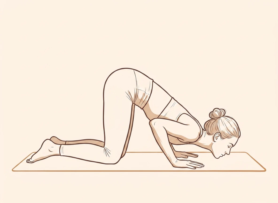 Animated ink drawing of Knees, Chest and Chin Pose