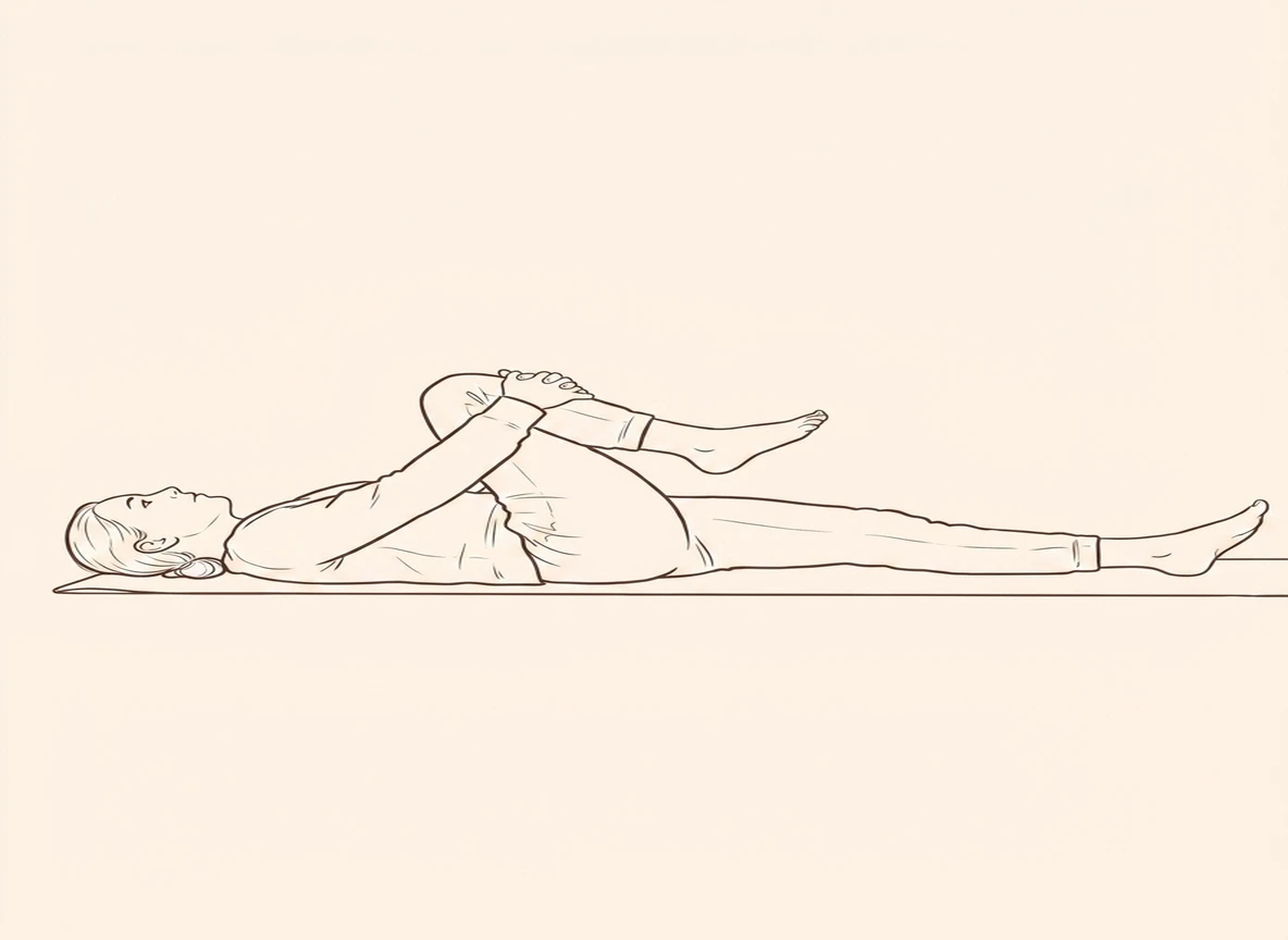 Animated ink drawing of Left Leg Wind Freeing Pose