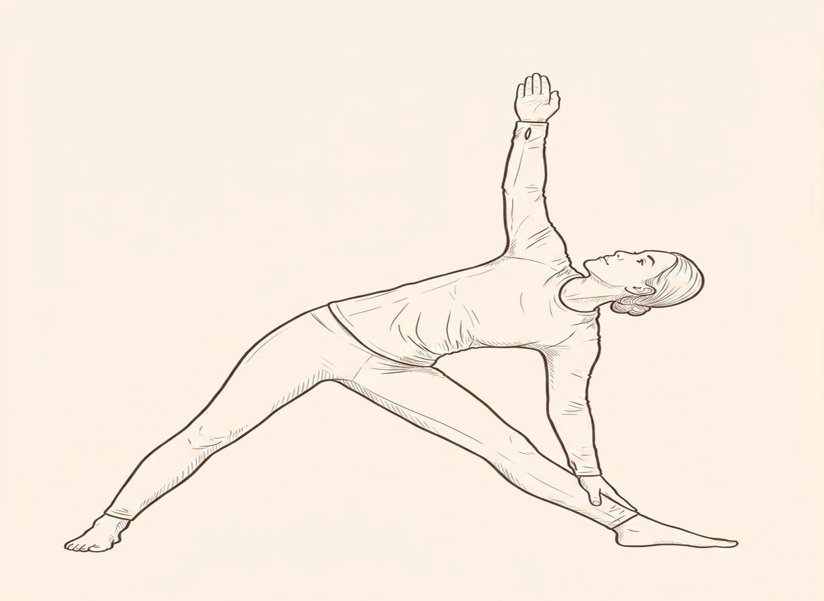 Animated ink drawing of Left Triangle Pose