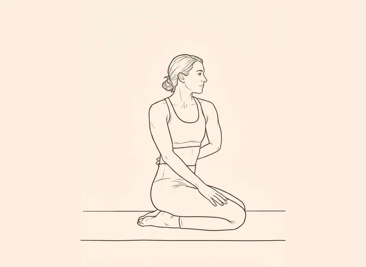 Animated ink drawing of Left Waist Rotation Pose
