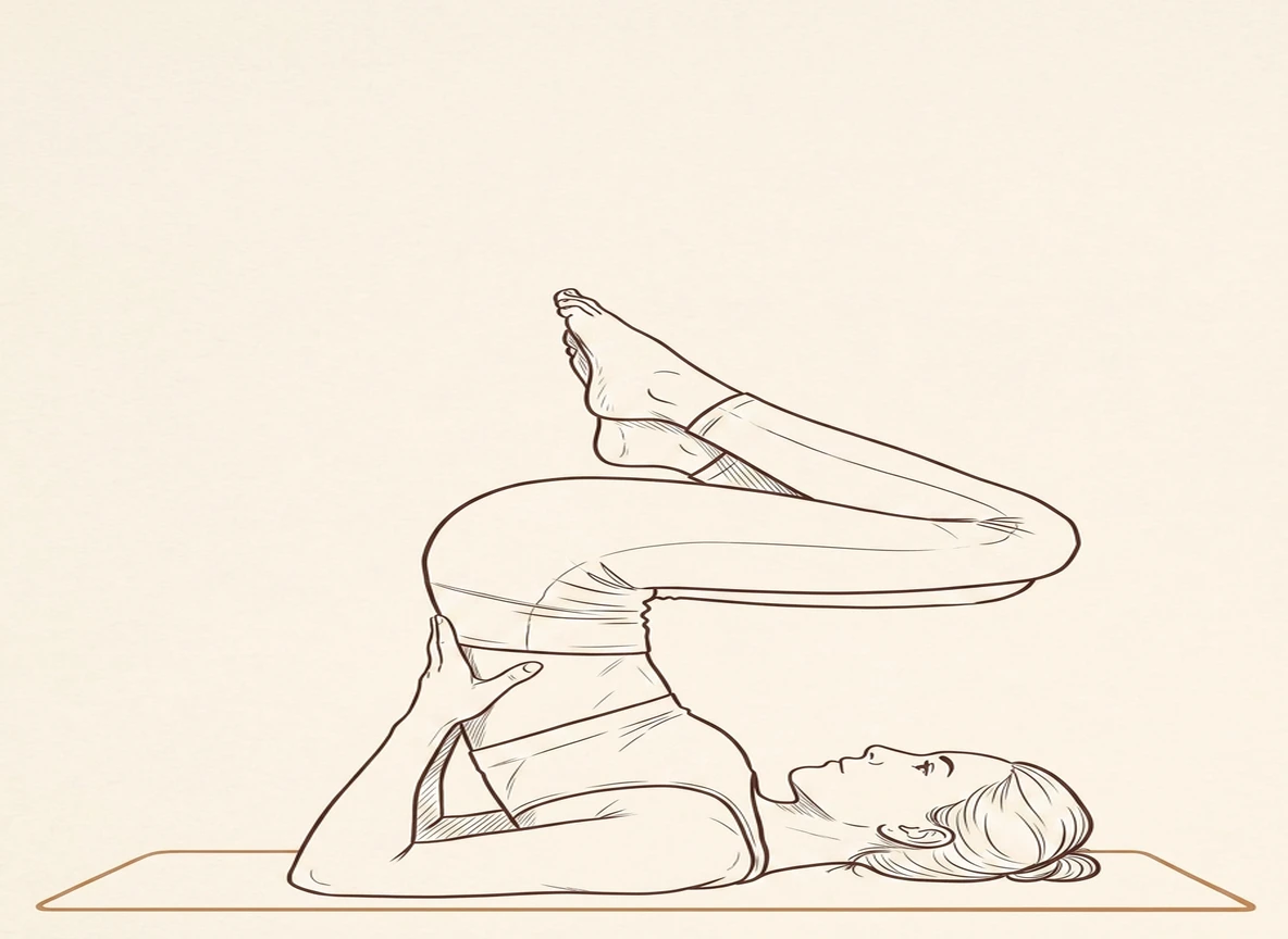 Animated ink drawing of Lotus in Shoulderstand (Advanced)