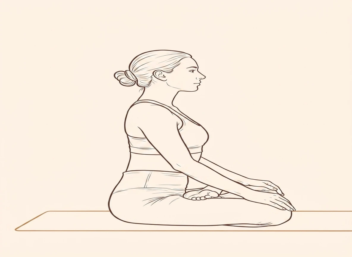 Animated ink drawing of Lotus Pose