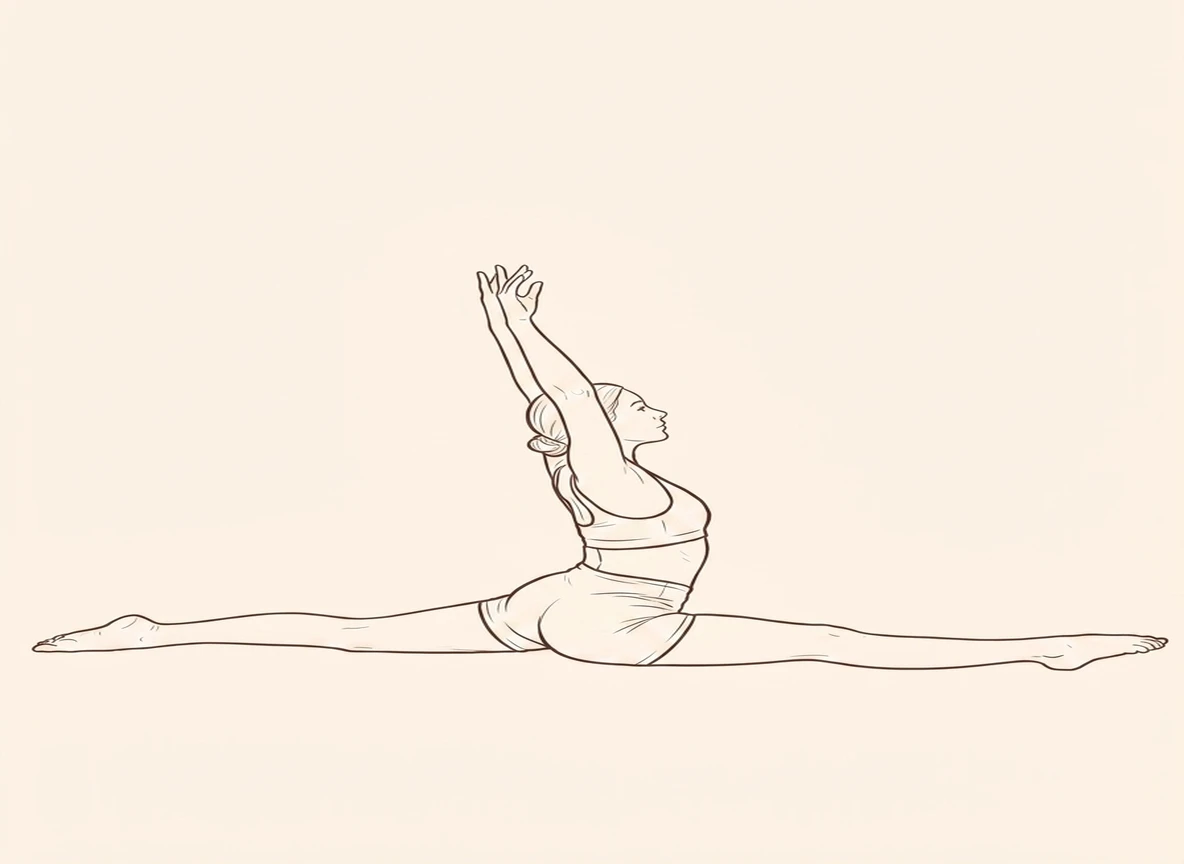 Animated ink drawing of Monkey King Pose with Rotation to Left Leg, Hands Up