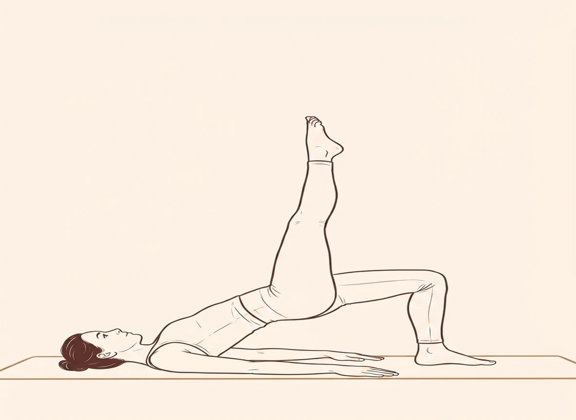 Animated ink drawing of One Leg Bridge Pose (Left)