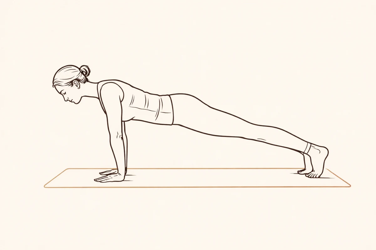Animated ink drawing of Plank Pose