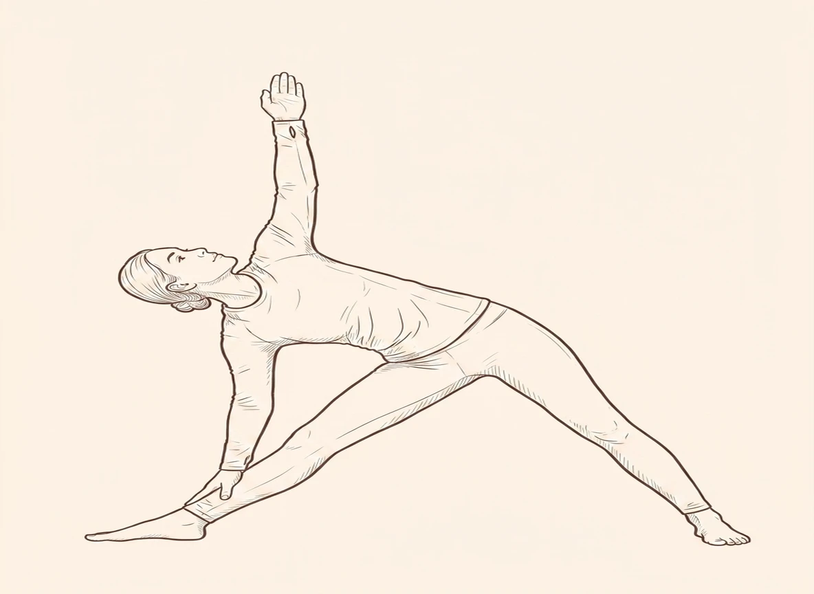 Animated ink drawing of Right Triangle Pose