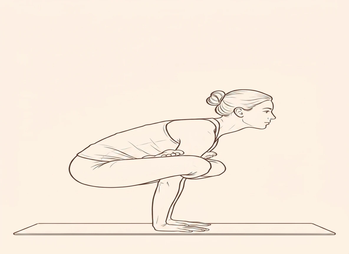 Animated ink drawing of Scale Pose in Lotus Variation