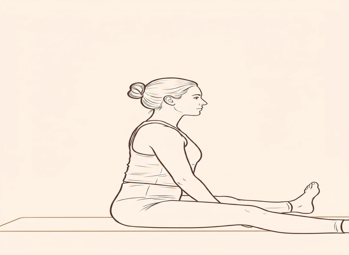 Animated ink drawing of Seated Pose with Legs Wide Apart, Back Straight