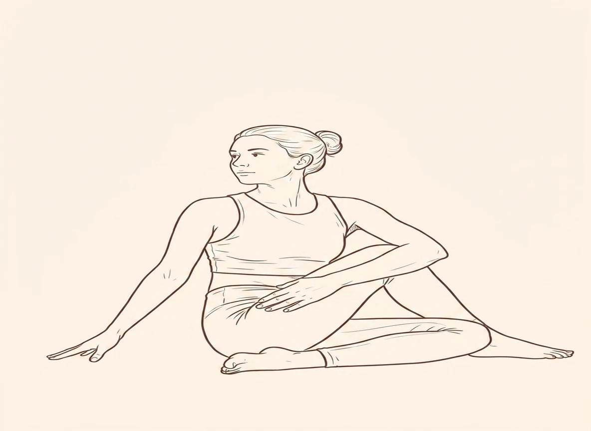 Animated ink drawing of Sitting Left Twist