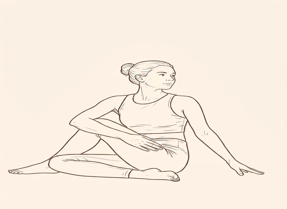 Animated ink drawing of Sitting Right Twist