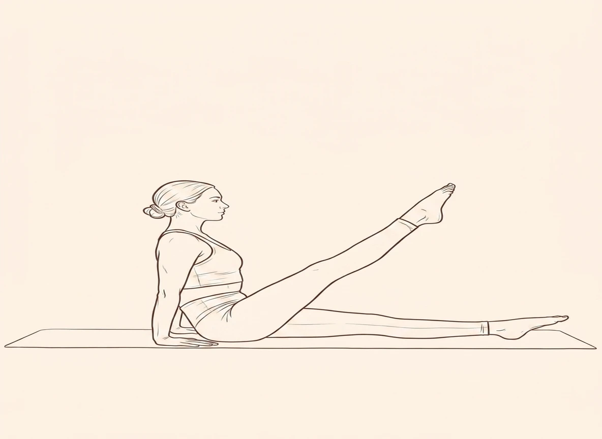 Animated ink drawing of Staff Pose with Left Leg Up