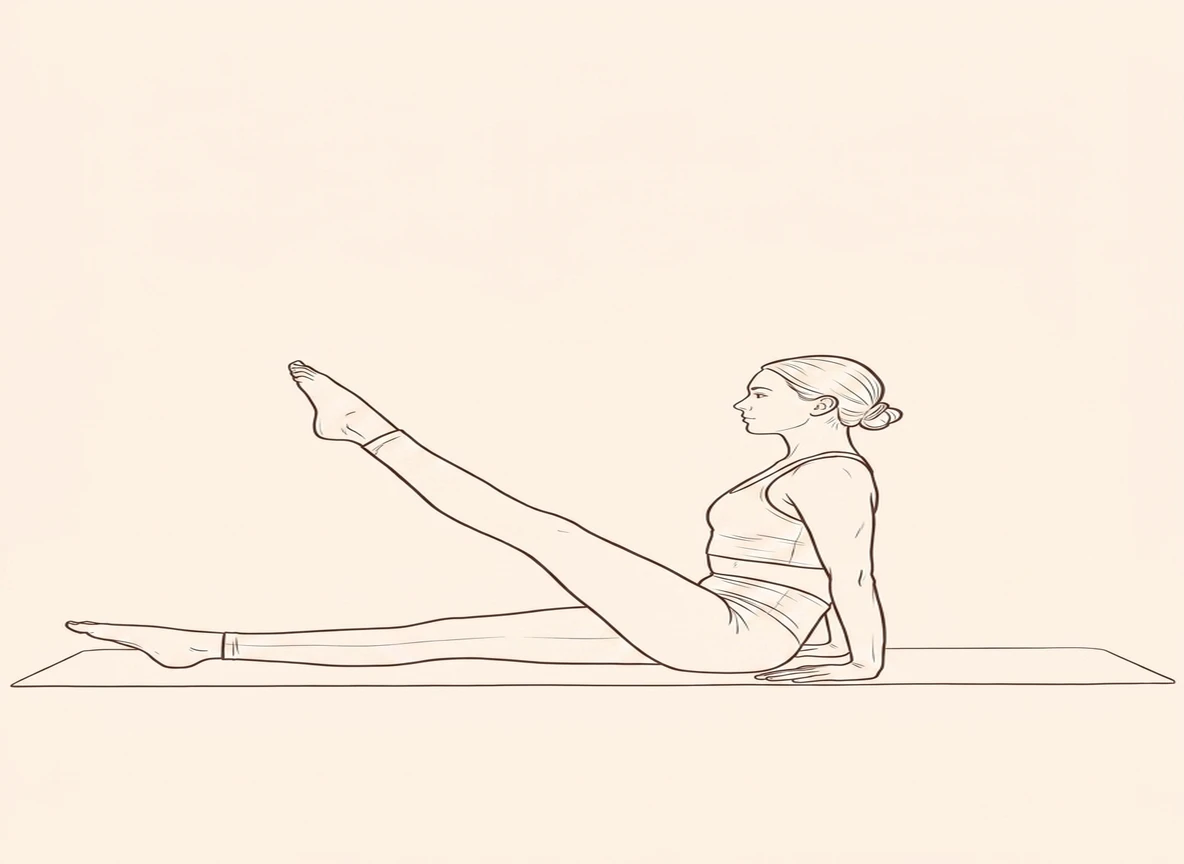 Animated ink drawing of Staff Pose with Right Leg Up