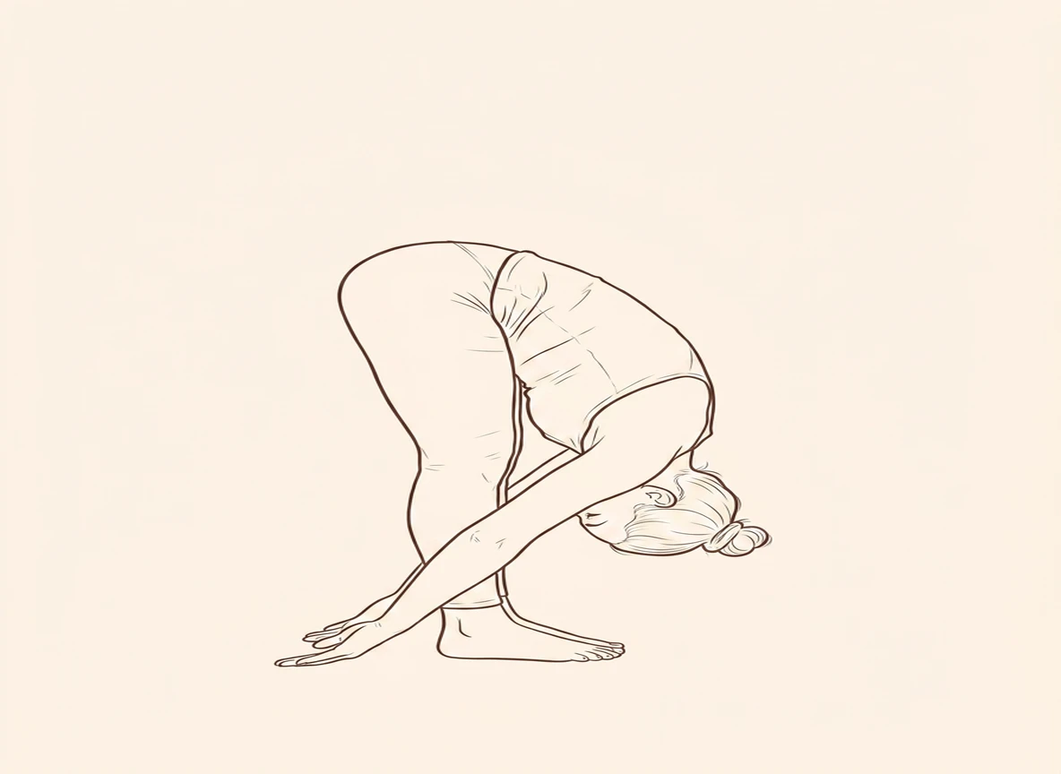 Animated ink drawing of Standing Forward Bend