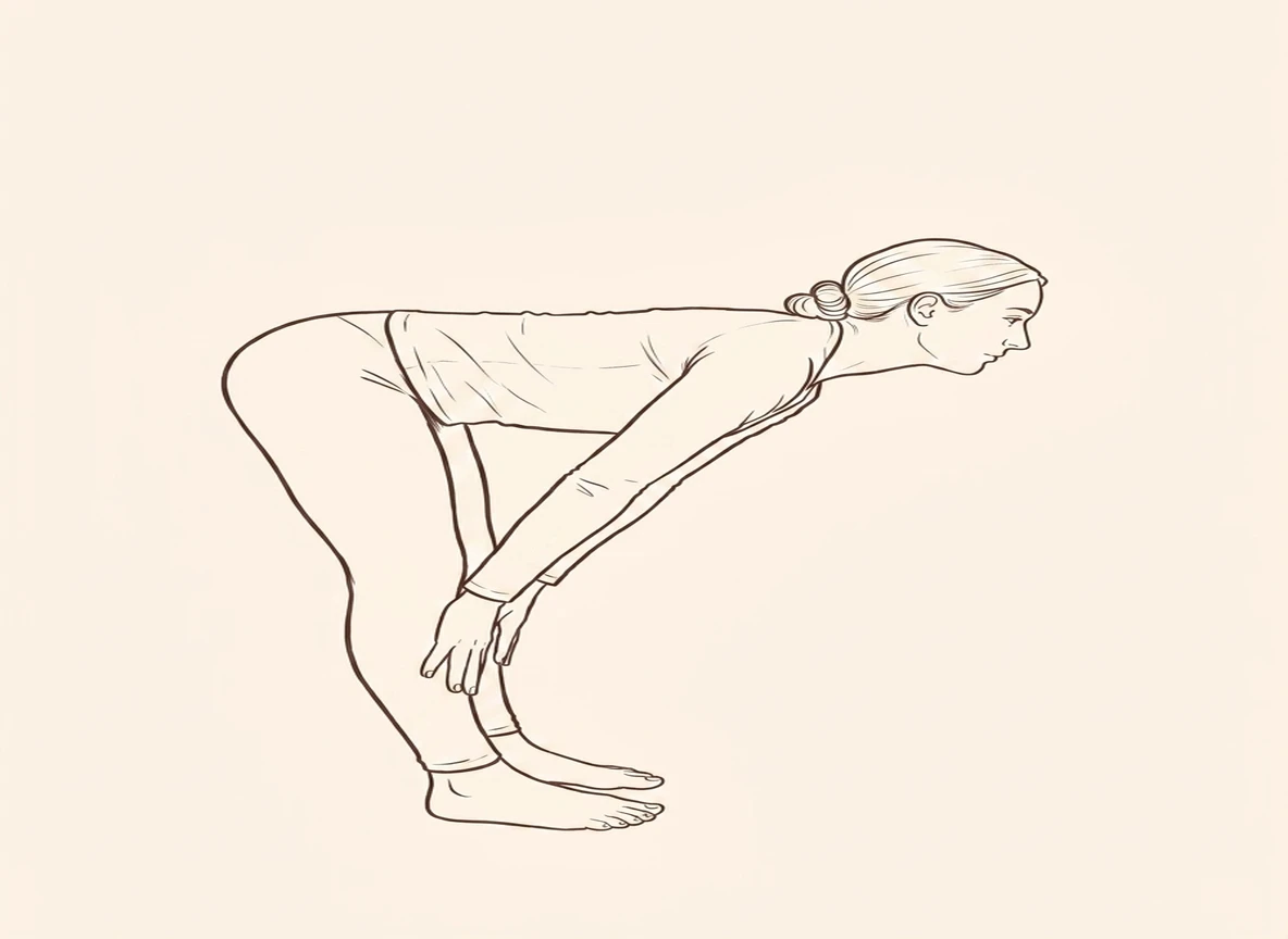 Animated ink drawing of Standing Half Forward Bend
