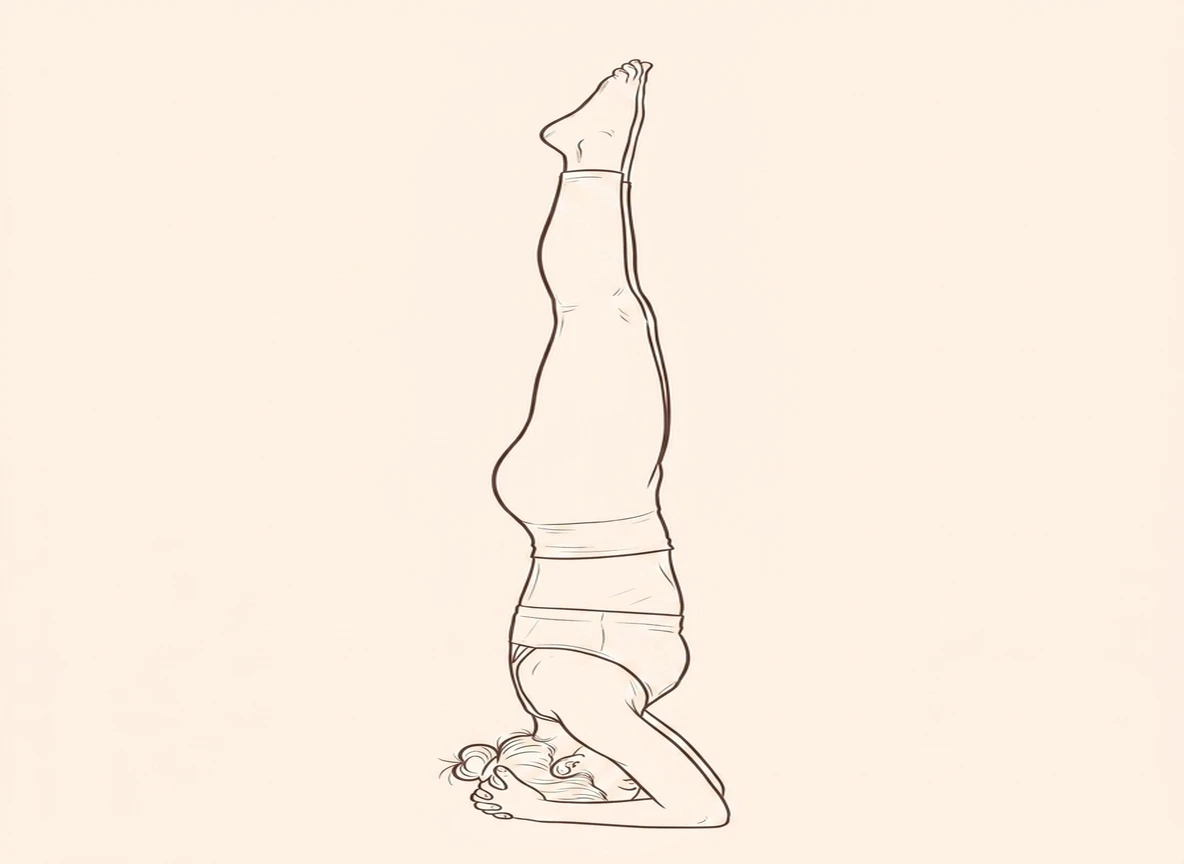 Animated ink drawing of Supported Headstand with Feet Together