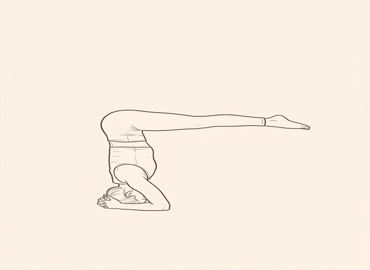 Animated ink drawing of Supported Headstand with Legs Parallel to Floor