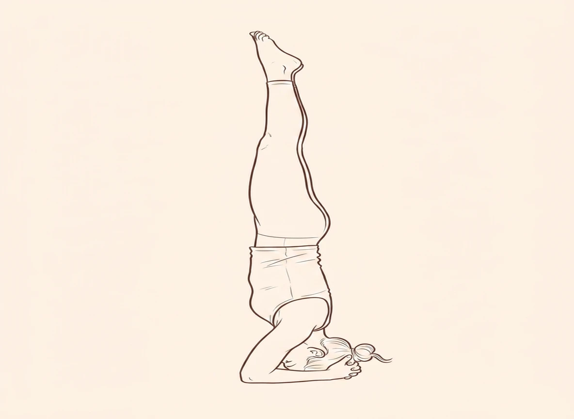 Animated ink drawing of Supported Headstand