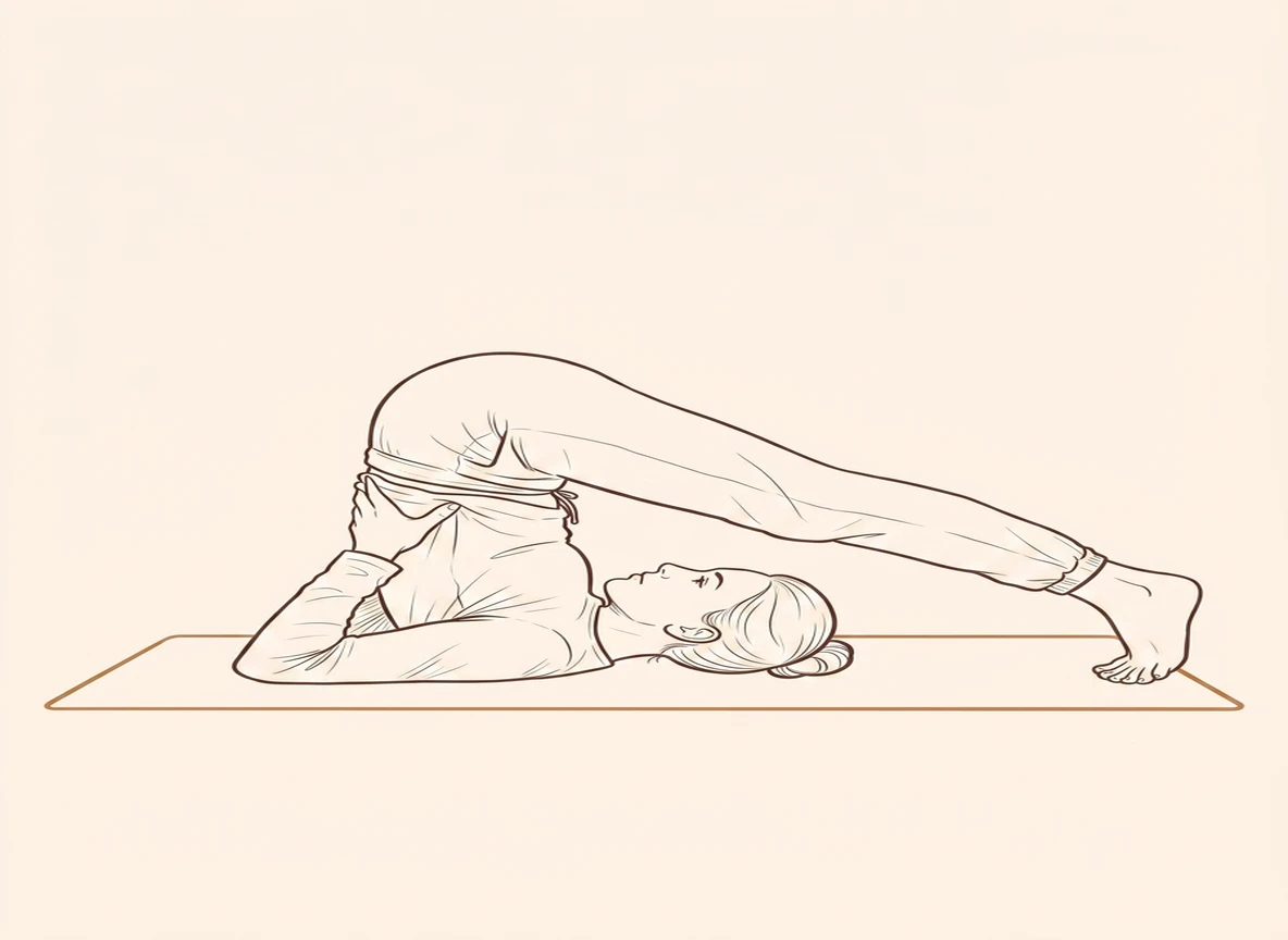 Animated ink drawing of Supported Plow Pose