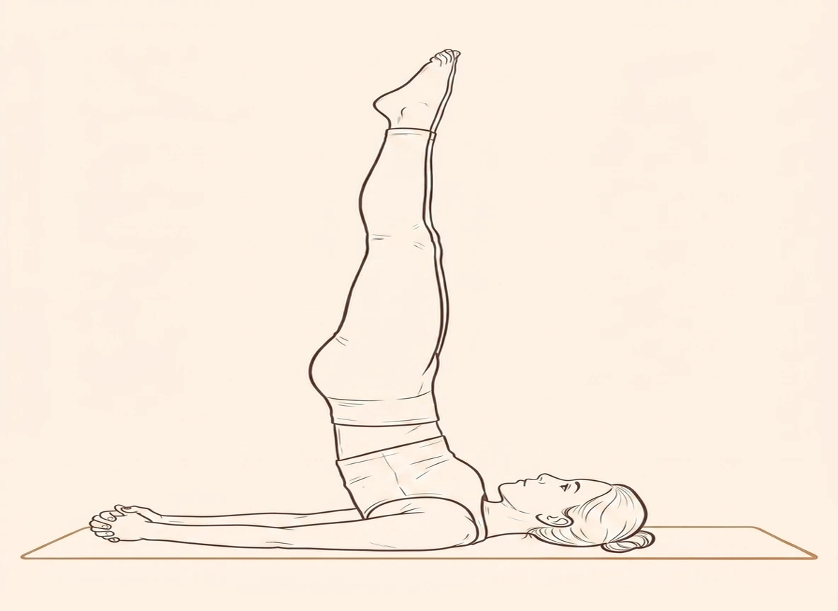 Animated ink drawing of Unsupported Shoulderstand with Hands Behind Back