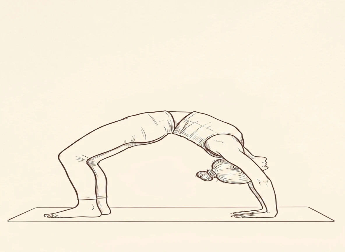 Animated ink drawing of Upward Bow Pose