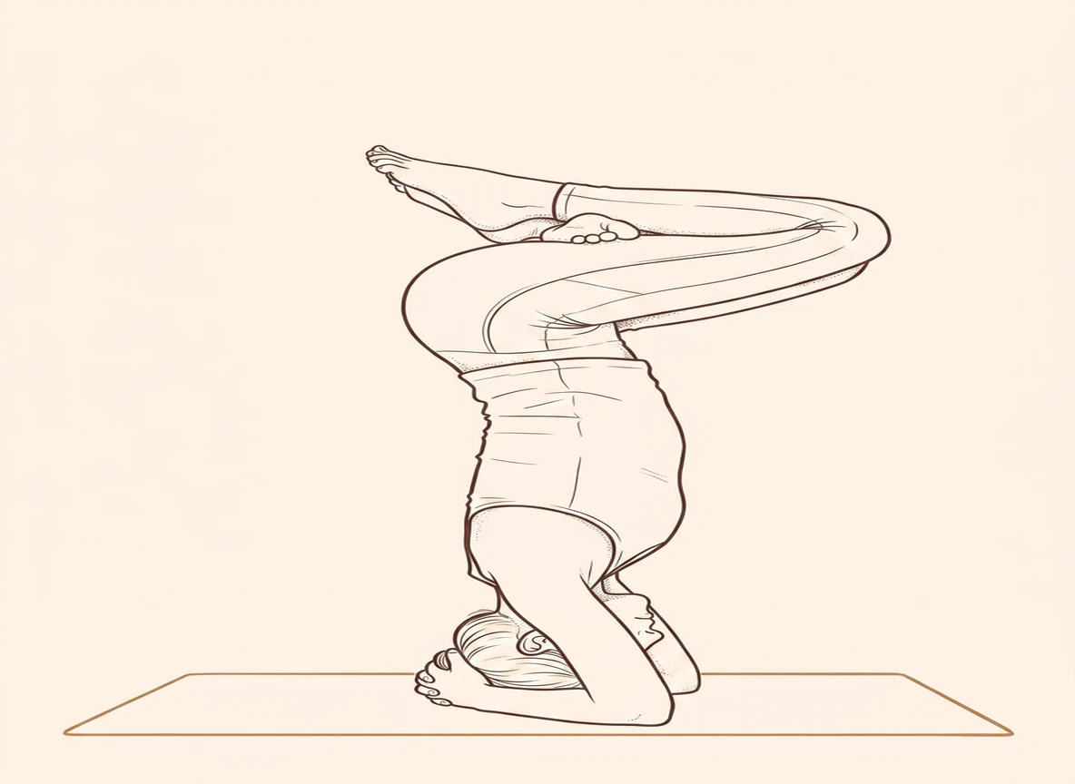 Animated ink drawing of Upward Lotus Pose