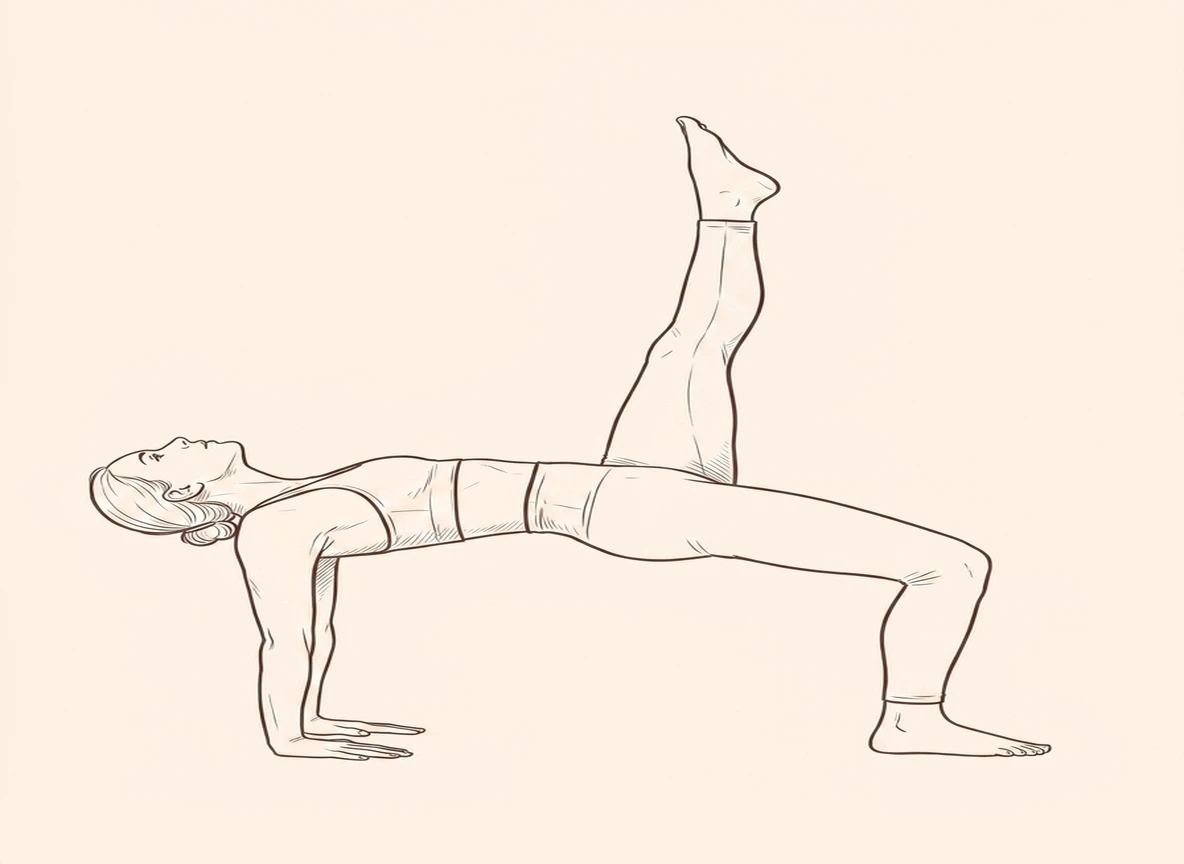 Animated ink drawing of Upward Plank Pose with Right Leg Up