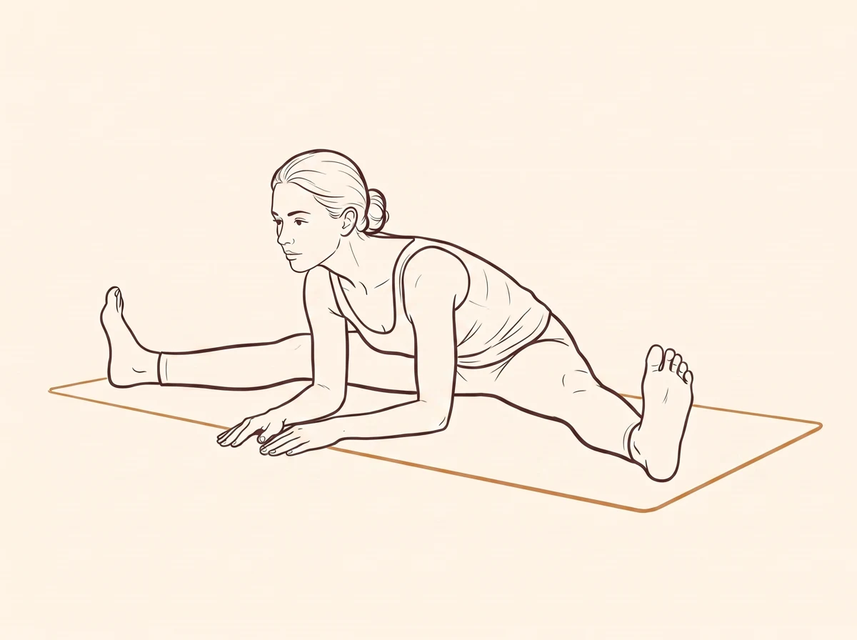Animated ink drawing of Wide-Angle Seated Forward Bend